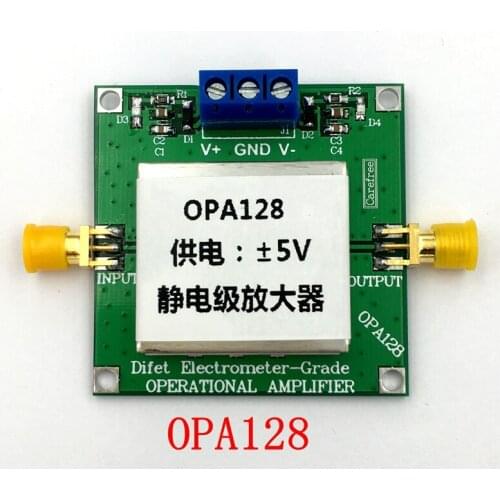 Electrometer-grade operational amplifier OPA128 low bias low offset 110dB gain high resistance with shield