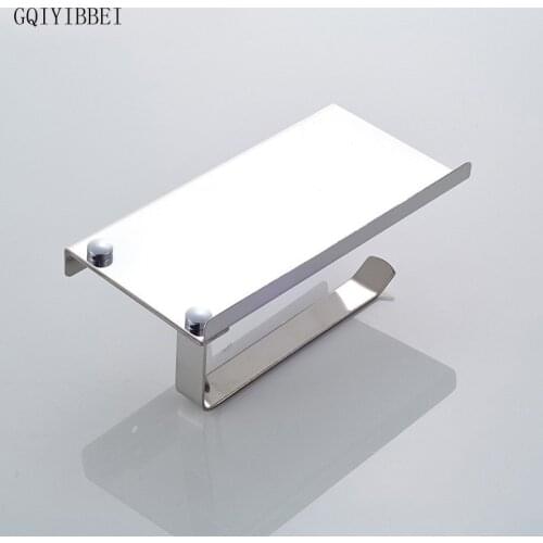 GQIYIBBEI Stainless Steel Bathroom Paper Phone Holder with Shelf Bathroom Mobile Phones Towel Rack Toilet Holder Tissue Boxes
