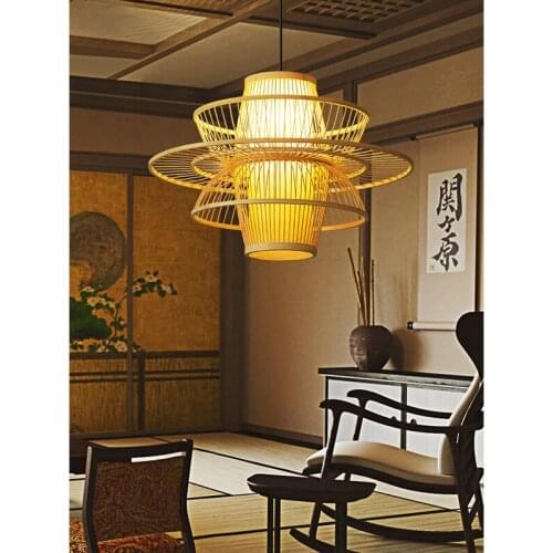 Art hand woven bamboo ceiling chandelier, home, garden, restaurant, study, bedroom ceiling lamp decoration lamps