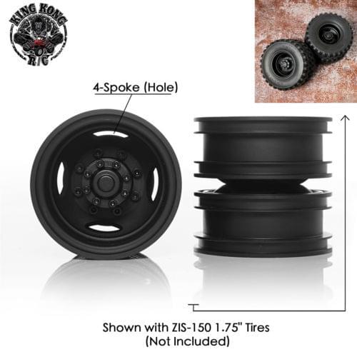 KingKong RC Metal 1.75" Rear Wheels for 1/12 1/14 R/C Soviet ZIS-150/CA10/Tamiya Truck 4-Spoke Hole D-E016