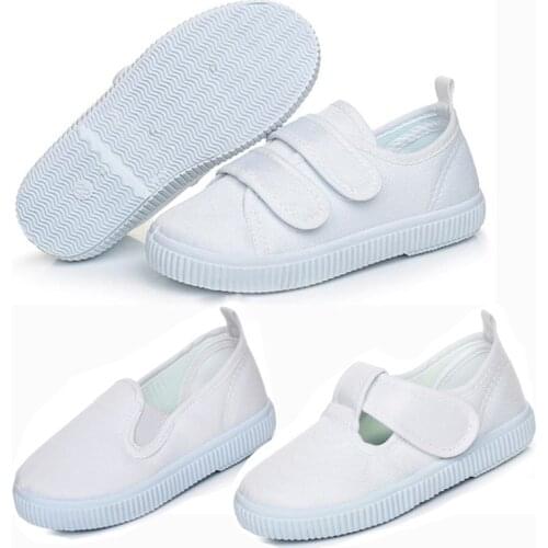 Autumn Kids Children White Canvas Sneakers Shoes For Girls Boys School Gymnastics Dance Casual Sports Shoes 2 6 8 10 To 12 Years