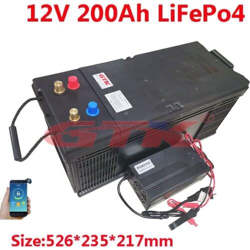 Deep Cycle Battery LifePO4 12V 200ah Lithium Ion Battery for solar power/camping caravan/RV/boat/yacht+20A charger