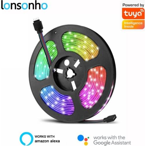 Lonsonho Smart WiFi Led Strip RGB Lights Strips Kit 5M 10M Tuya Wireless Remote Control Waterproof Compatible Alexa Google Home