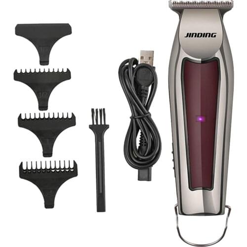 Men Kids USB Rechargeable Electric T-Liner Hair Clippers Beard Trimmer with Guide Combs & Cleaning Brush