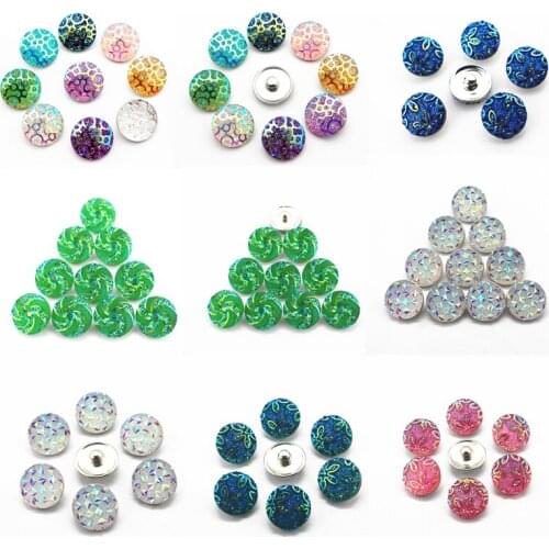 Mix 50pcs/Lot Resin Plastic Crystal Snaps Buttons 18mm Charms Fit Ginger Bracelets&Bangles Jewelry