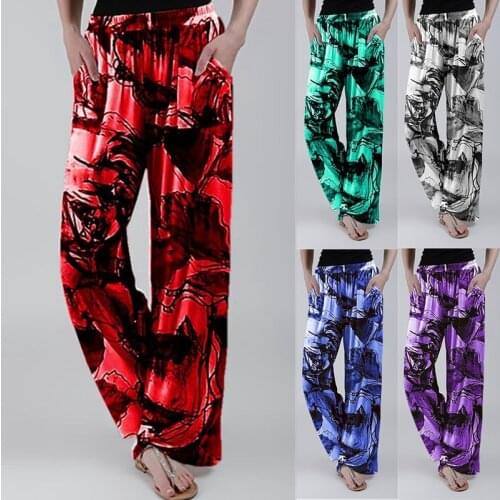 2020 new spring and autumn trousers loose flower tie dye printing casual womens trousers plus size