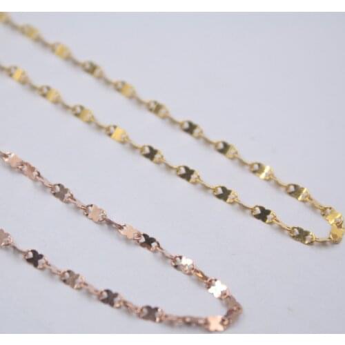 Fine Au750 Real 18K Rose Yellow Gold Chain Women Flower Link Necklace 18inch