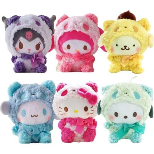 16cm Kawaii Hello Kitty Plush Cat Dog Soft Stuffed Pillow KT Cat Cute Kids Dolls Anime Figure Toys Children Gift Xmas Halloween