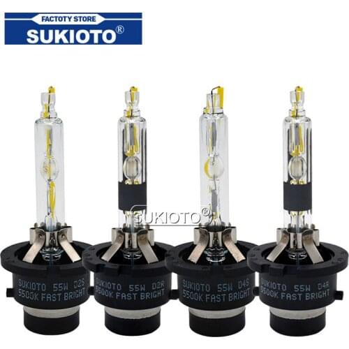 SUKIOTO 2PCS High Bright 55W Xenon Bulbs D2S D2R D4S D4R Car Light H1 H3 H7 H11 HB3 9012 D2H 5500K Fast Bright Xenon HID Lamps