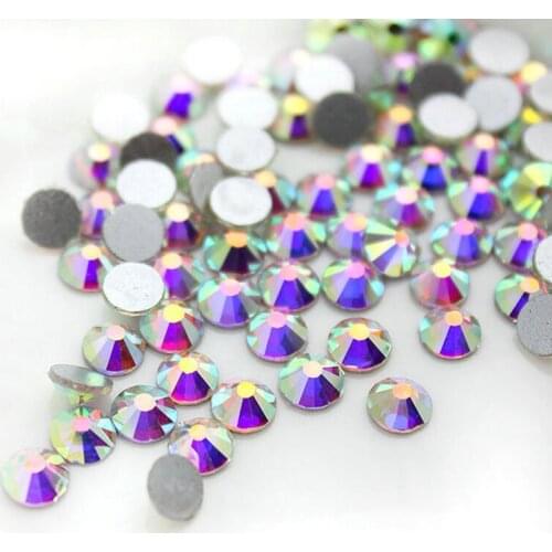 Super Nail Glitter ss2-ss50 Crystal AB Flat Back Non HotFix Nail art Rhinestone 3D Glass Nail Art Decorations DIY Mix Rhinestone