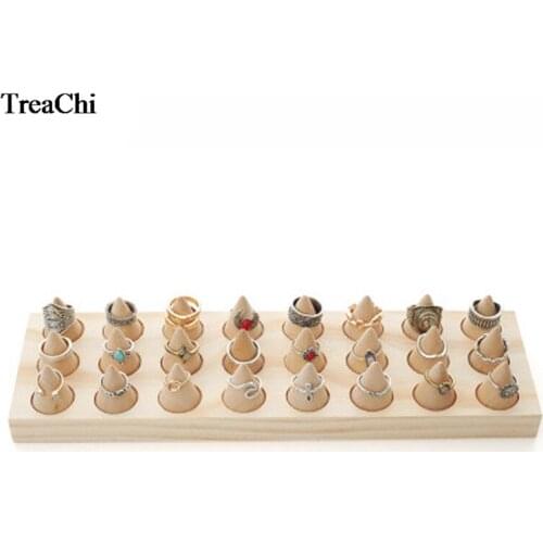 Solid Wood 24-bit Ring Rack Storage Jewelry Rack Ring Shelf Jewelry Display Rack Pendulum Ring Tray Props Jewelry Stand