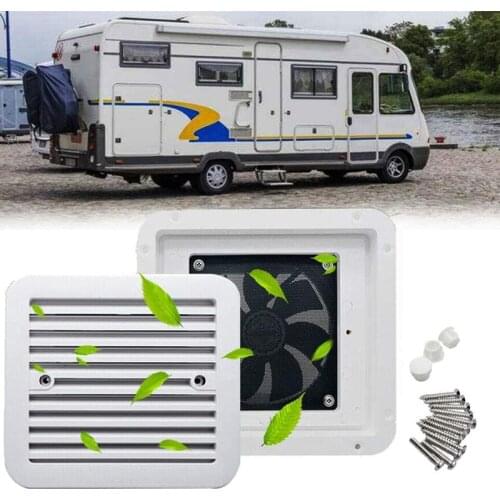 For RV/trailer Exhaust Fan Plastic Cooling Waterproof 12V/24V Rv Trailer Caravan Side Air Vent Ventilation Blade Fan White 1 Set