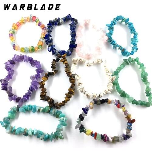 WBL Natural Colorful Gem Stone Bracelet Chip beads Nuggets Shell Crystal Coral Quartz Bracelets Bangles For Women Jewelry