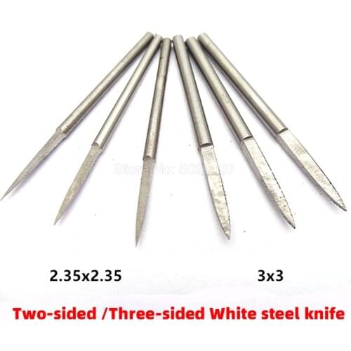 1Pcs 2.35MM/3.0MM Shank White Steel Bladed Knife Wood Carving Blade Cutter Line Drawing Graver Engraving Milling Woodworking