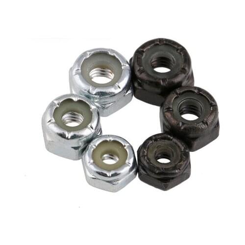 10pcs 4#-40 5#-40 6#-32 8#-32 10#-24 10#-32 hexagon nuts nylon self-locking nut anti-loose sleeves 4.8 class carbon steel black