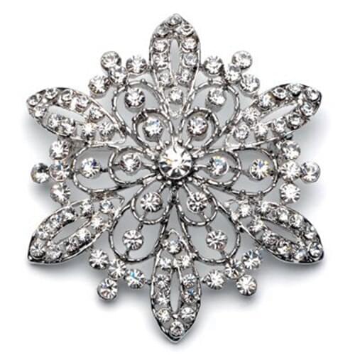 2.2 Inch Flower Rhinestone Diamante Vintage Style Bridal Gown and Bridesmaid Dress Brooch