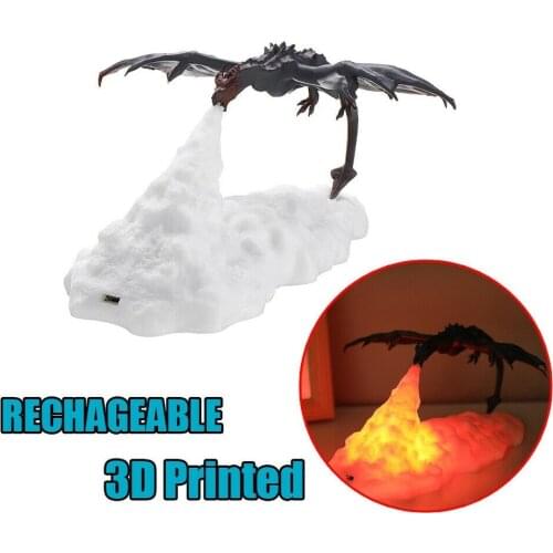 2020 New 3D Printed LED Dragon Lamps As Night Light for Home Hot Sale Art Lamp Warm Red Breathing Slows Down