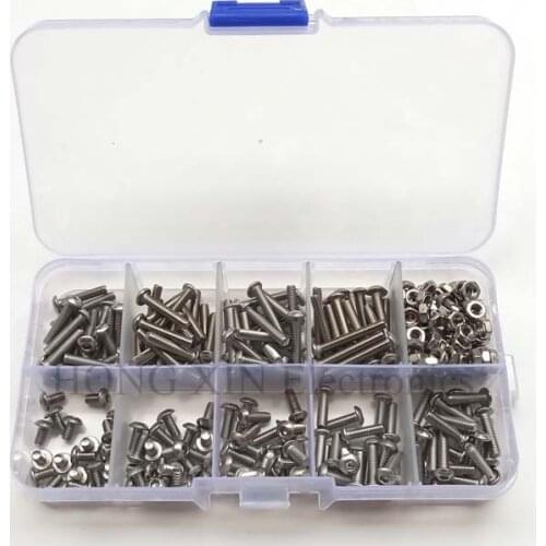 280pcs/set 304 Stainless Steel Screw hex socket button head bolt ISO7380 Hexagon socket head cap screws M3*5/6/8/10/12/14/16/20