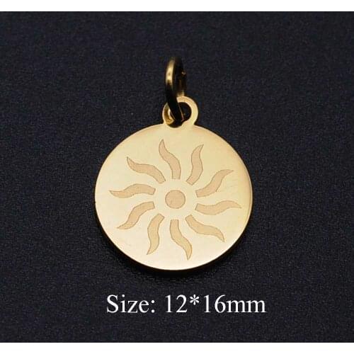 5pcs/lot 100% Stainless Steel Sun DIY Pendant Charms For Making Necklace Jewelry