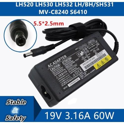 19V 3.16A 5.5*2.5mm Laptop AC Adapter DC Charger Connector Port Cable For Fujitsu LH520 LH530 LH532 LH/BH/SH531 MV-C8240 S6410