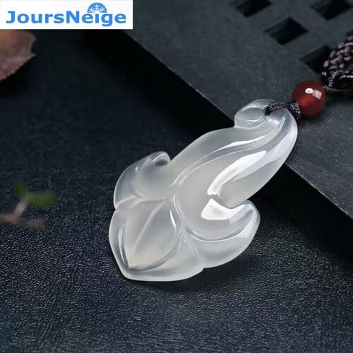 JoursNeige White Crystal Sculpture Magnolia Pendant Fresh Refined Fashion Beautiful for Women Girl Pendant Jewelry