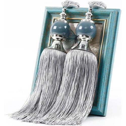 1 Pair Retro Elegant DIY Curtain Tieback Beads Home Bedroom Universal Hanging Holdback Tie Rope Bandage Decorative Simple Tassel