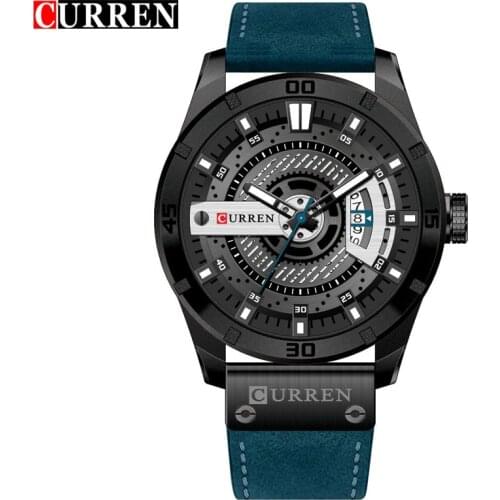 New CURREN Mens Casual Watches Top Brand Luxury Wrist Watches Male Clock Men Leather Strap Analog Quartz Military Watch Gift