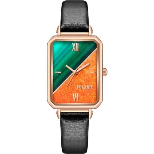 2021 New Watches Women Square Golden Wrist Watches Black Leather Fashion Brand Watches Ladies Quartz Clock Montre Femme