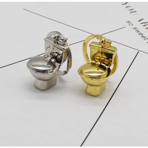 Creative 3D Toilet Personality Keychain Car Key Ring Simple Fashion Small Gift