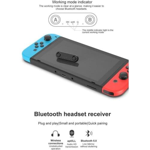 For Switch Bluetooth Headset Adapter Switch Lite Converter Bluetooth Wireless Receiver Aptx Low-latency Bluetooth Transmitter