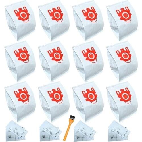 Vacuum Bags 12 Pack Suitable for Miele FJM Bags Efficiency Vacuum Cleaner,Include 4 Pair Pre-Motor and Post-Motor Filter