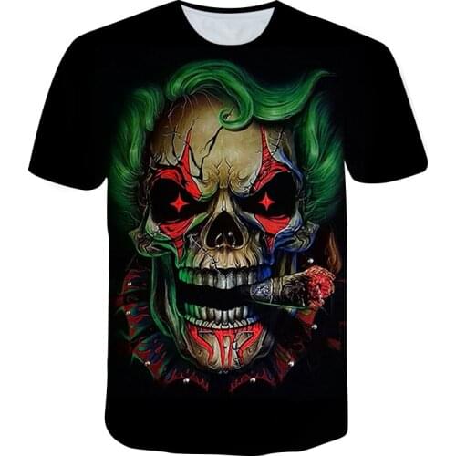 3D Skull Mens T-shirt USA Russia Spain France Street Fashion Mens Youth Oversized Summer Clothes XXS-6XL
