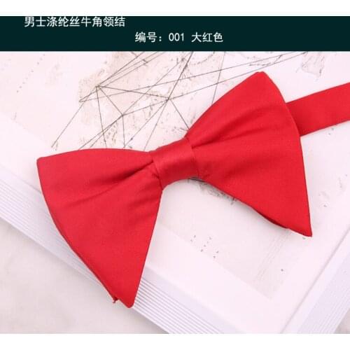 Mens solid color big bow tie tuxedo Korean black dress horn bow tie groom suit white bow