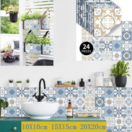Moroccan Style Wall Sticker Vintage Art Waterproof Vinyl Peel and Stick Tile Stickers Home Decor Kitchen Bathroom DIY Decals