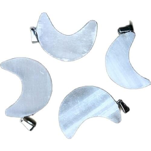 Nature white selenite crystal stone moon pendant healing for jewelry decoration