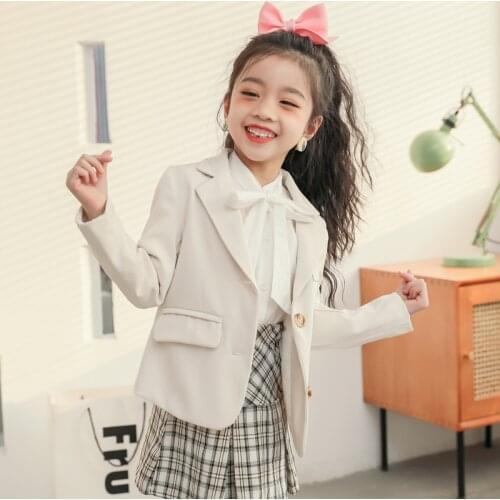 New 2021 Spring Jacket For Girls Clothes Kids Blazer Children Clothes Cotton Casual Suit Outerwear Girls Coat 2 Colors 2T-16Y