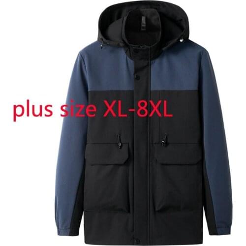 New Arrival Super Large Spring And Autumn Men Fashion Casual Hooded Jacket Windbreaker Plus Size XL 2XL 3XL 4XL 5XL 6XL 7XL 8XL