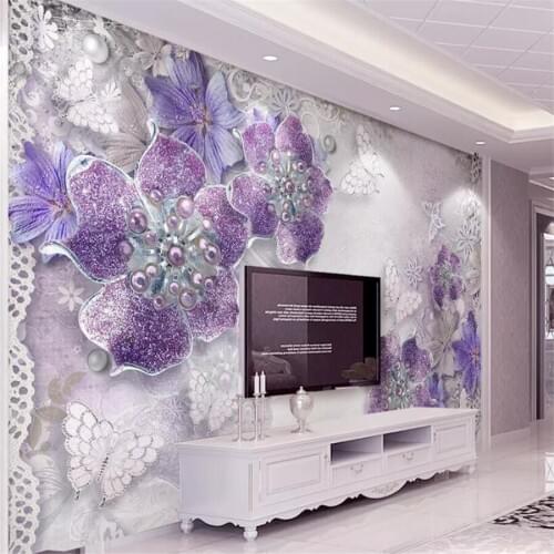 Beibehang Custom wallpaper 3D photo mural European stereo wallpaper noble gorgeous purple flowers TV background wall paper mural