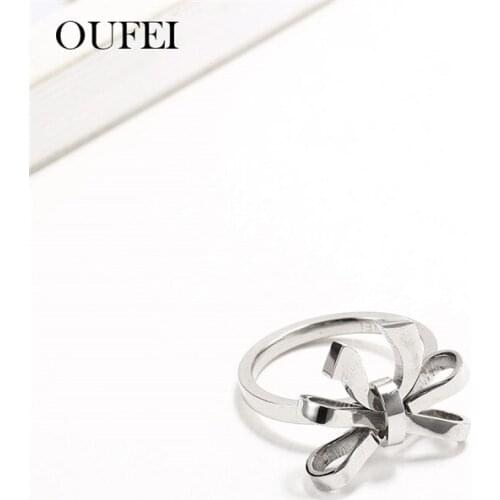 OUFEI Bow-knot Rings For Women Stainless Steel Jewelry Ring Female Jewellery Summer Accessories Free Shipping Mass Effect