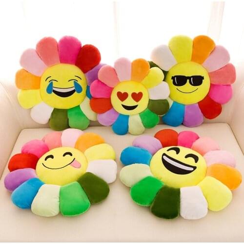 Faux Rabbit Fur Seat Cushion Kids Room Decor Creeping Mat Flower Shape Smiling Face Cushions Two-faced Floor Mat