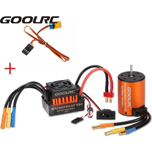 GoolRC RC Cars Model Vehicle Part Brushless Motor 3650 3900KV with 60A ESC & LED Lamp Light Combo Set for 1:10 RC Car Truck