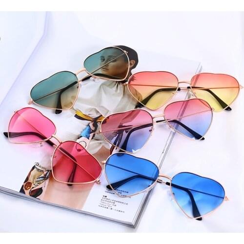 Heart Shaped Sunglasses Women Metal Frame Reflective Lens Sun protection Sunglasses Men Mirror De Sol Fashion Driver
