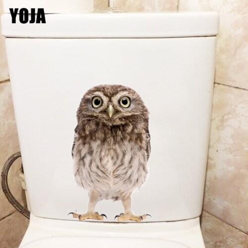 YOJA 14.3×23.3CM Little Owl Cartoon Wall Sticker WC Toilet Decals Home Decoration Accessories T1-3234