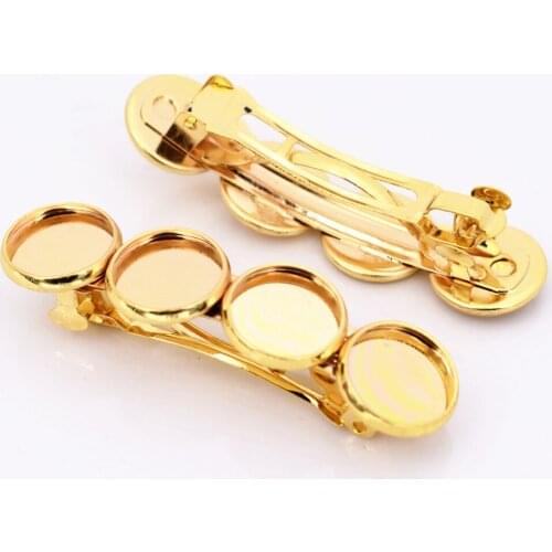 New Fashion 5pcs 12mm With 4 Cameos Gold Plated Copper Material Hairpin Hair Clips Hairpin Base Setting Cabochon Cameos