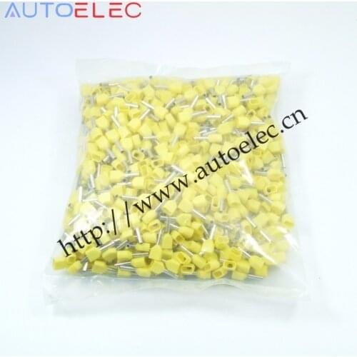 TE7508 1000pcs Wire Ferrules Sleeve Double Cord End Terminal Copper Insulated Crimp Splice 8mm Terminal connector for two wires