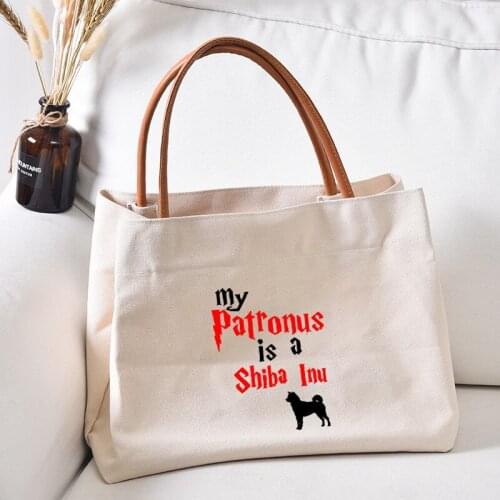 Shiba Inu Printed Women Lady Canvas Tote Bag Handbag Work Bag Shopping Bag Beach Bag Gift for Dog Lovers Dropshipping