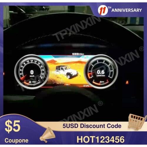For Jeep Wrangler 2010-2017 12.3" Meter Screen Android 9.0 Car LCD Instrument Panel Modified and Upgraded Multifunctional