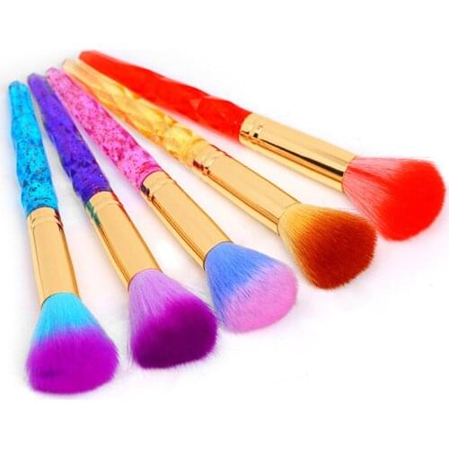 New 1pcs Soft Fluffy Dust Cleaning Crystal Handle Nail Art Brush Pen Glitter Powder Remover UV Gel Removal Manicure Tools