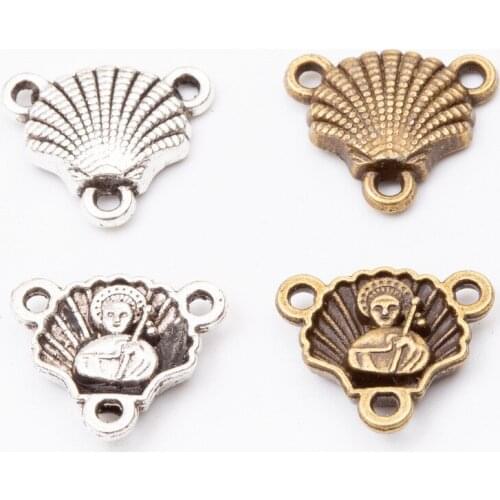 100Pcs/lot Fashion Jesus Shell Pendant Charms for Jewelry Making 12*14*3MM Connectors Jewelry Accessories