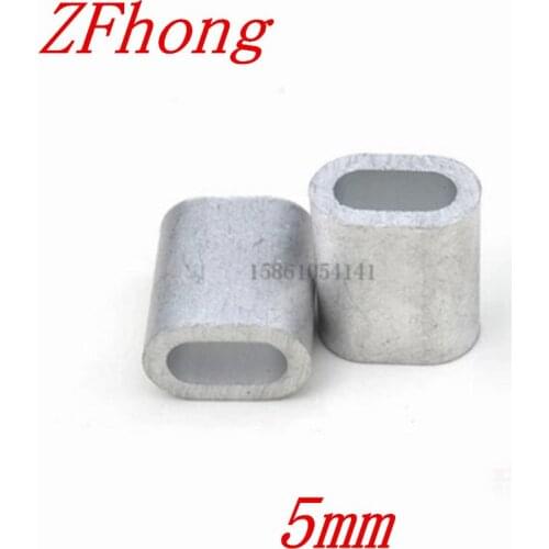 100PCS M5 5mm Oval Aluminum Sleeves Stainless Steel Wire Rope Crimping